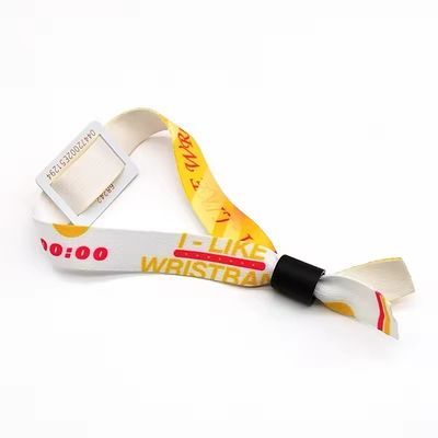 350*15mm 일반 크기의 RFID 손목밴드 맞춤 로고와 텍스트 인쇄가 있는 사틴 직물