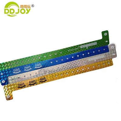 맞춤형 홀로그래픽 팔찌 알레르기 방지 적색 플라스틱 L 모양 반짝이는 손목밴드 이벤트