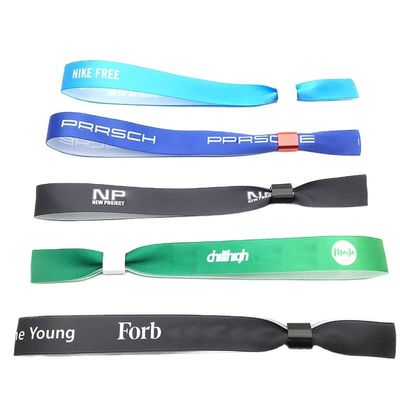 파티 및 이벤트 관리용 노란색의 사용자 지정 RFID 칩 사틴 직물 팔찌