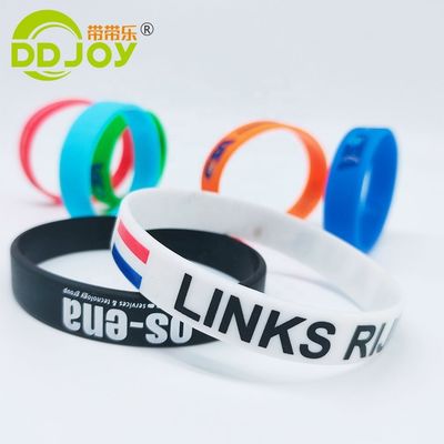 네온 노란색 사용자 지정 로고 다크 실리콘 손목밴드