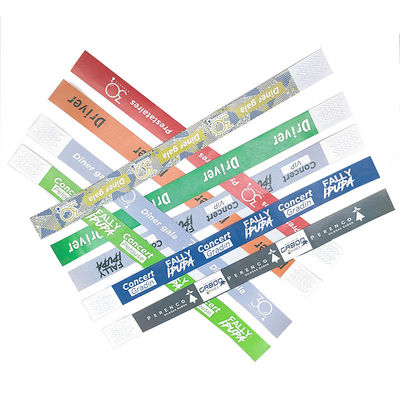 선물 회사 이벤트 100pcs 카운트 종이 손목밴드 로고를 가진 일회용 VIP 손목밴드