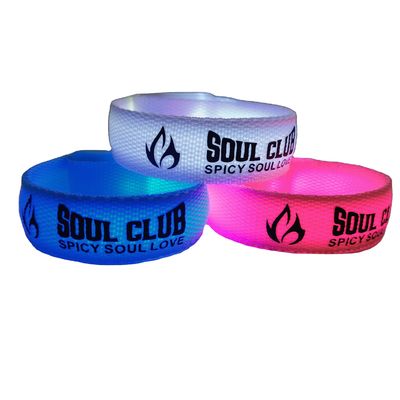255.16*20mm Custom Printing LED Wrist Band Party and Events Glowing in the Dark. 파티와 행사에 맞게 인쇄된 LED 손목밴드