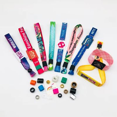 파티 및 이벤트 RFID 손목밴드 로고 인쇄와 함께 사용자 지정 사틴 직물 350 * 15mm 크기