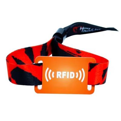 파티 및 이벤트 RFID 손목밴드 로고 인쇄와 함께 사용자 지정 사틴 직물 350 * 15mm 크기