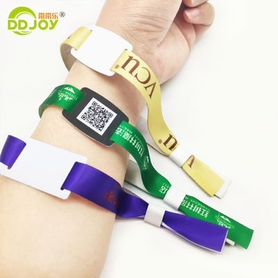 맞춤 이벤트 페스티벌 파티 사틴 직물 및 브랜드 로고 인쇄와 함께 RFID 손목밴드
