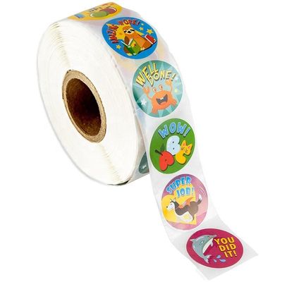 1인치 25mm 둥근 스티커 500 pcs 귀여운 동물 학교 보상 및 교사용 라벨