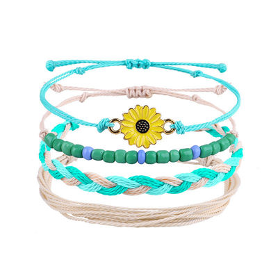 컬러풀 16 8CM Wax Thread Braided Rice Bead Bracelet for Women 수작업 디자인
