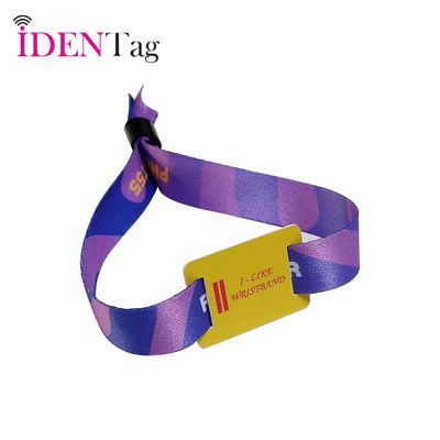 이벤트 페스티벌 파티 사틴 직물 RFID 손목밴드 사용자 지정 로고와 텍스트