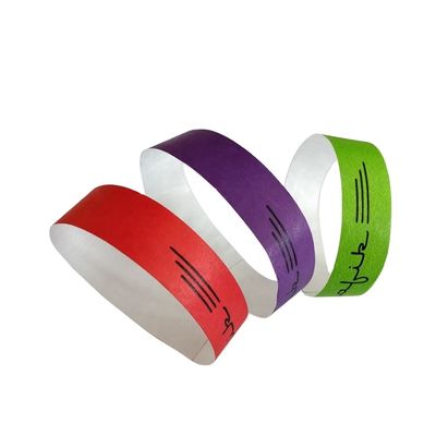 250*25mm 및 250*19mm 맞춤식 입구 바코드 파티를위한 Tyvek 종이 손목밴드