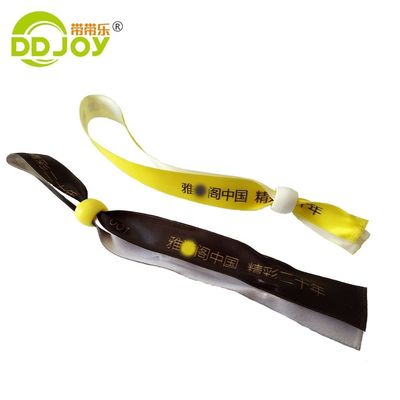 이벤트 브랜딩 및 접근을 위해 오렌지 사틴 천으로 주문 인쇄 된 RFID 손목밴드